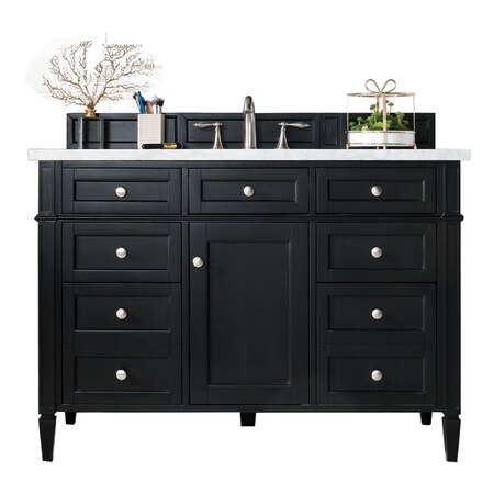 James Martin Vanities Brittany 48in Single Vanity, Black Onyx w/ 3 CM Eternal Jasmine Pearl Quartz Top 650-V48-BKO-3EJP